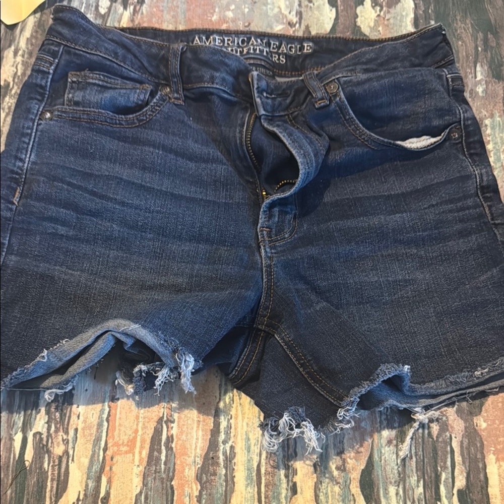 American Eagle Outfitters Blue Jean Shorts Distressed Hem